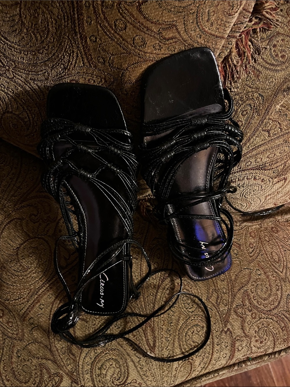 Circus by Sam Edelman Black Lace-Up Square-Toe Heels